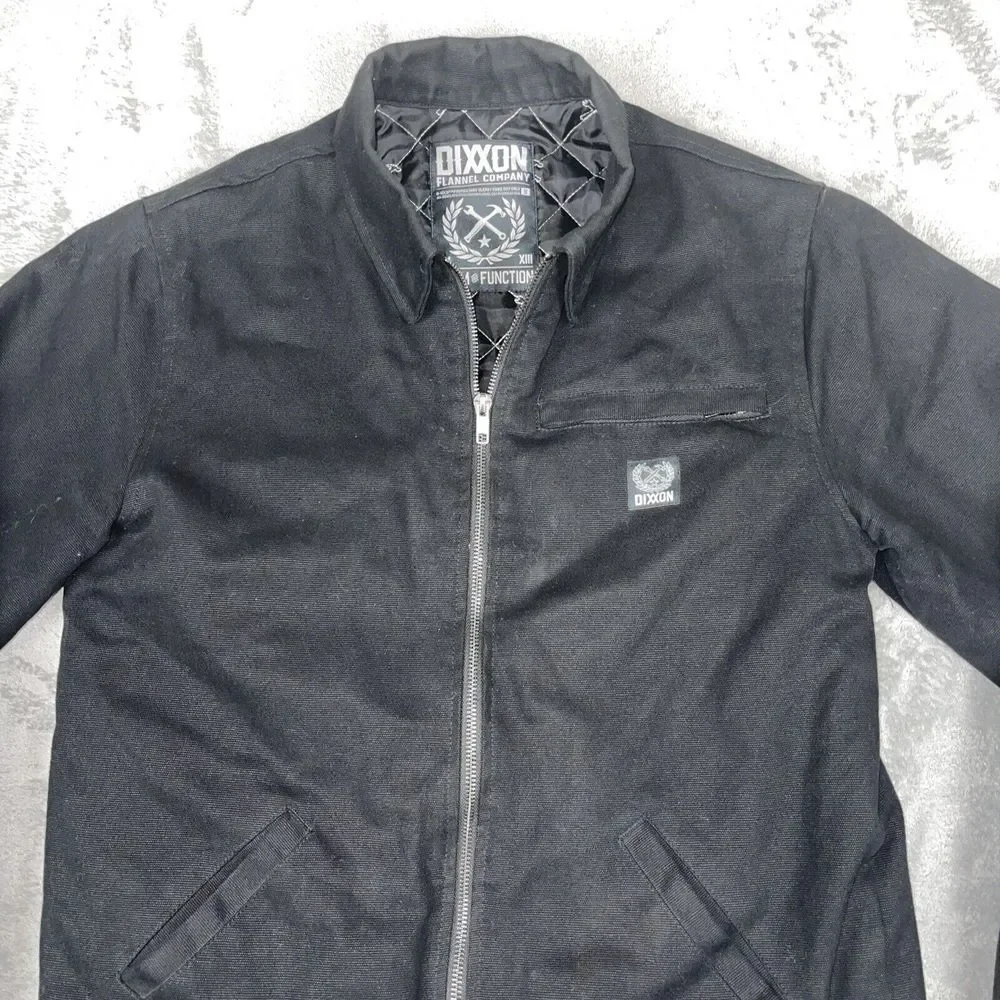 Dixxon Flannel Jacket Men's Size Small Full Zip Quilted‎ Lined Solid Black EUC